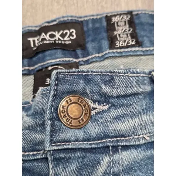 TRACK 23 Skinny Fit Men's Y2K Jeans 36x32 Blue A004251 - Picture 5 of 8